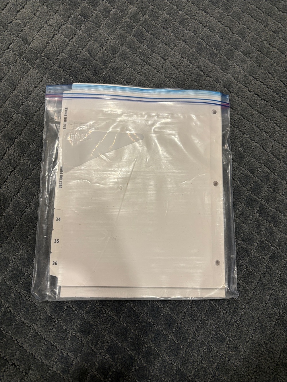 Organizer tabs for notebook